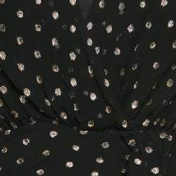 Pre Owned Sandro Black Loona Polka Dots Fil-coupe Chiffon Midi Dress XS