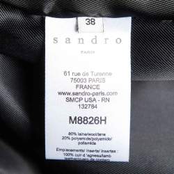 Pre Owned Sandro Green Wool Blend Detachable Fur Hooded Zip-Up Coat M