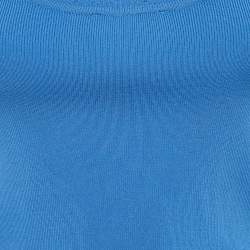 Pre Owned Sandro Blue Stretch Knit Eyelet Quincy Top S