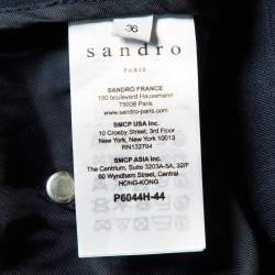 Sandro Navy Blue Cotton Blend Straight Fit Cropped Trousers S