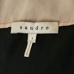 Pre Owned Sandro Black Lace Sheer Pleated Mini Dress S