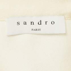Sandro Cream Silk Ruffled Button Front Blouse M