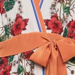 Pre Owned Sandro Multicolor Floral Print Silk Wrap Dress S