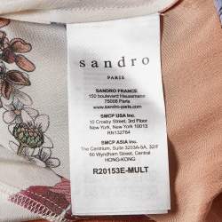 Pre Owned Sandro Multicolor Floral Print Silk Wrap Dress S