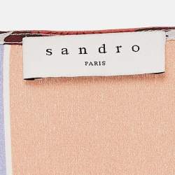 Pre Owned Sandro Multicolor Floral Print Silk Wrap Dress S