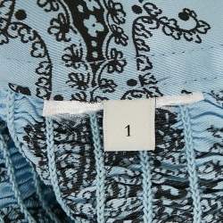 Pre Owned Sandro Light Blue Paisley Print Smocked Top S
