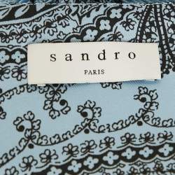 Pre Owned Sandro Light Blue Paisley Print Smocked Top S