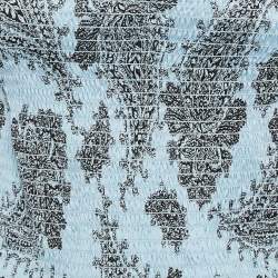 Pre Owned Sandro Light Blue Paisley Print Smocked Top S