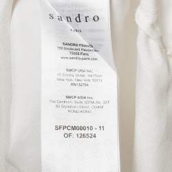 Sandro White Silk Ruffled Button Front Blouse S