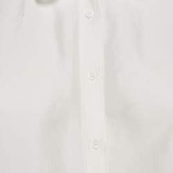 Sandro White Silk Ruffled Button Front Blouse S