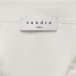Sandro White Silk Ruffled Button Front Blouse S