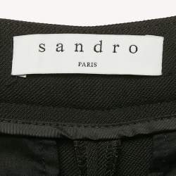 Sandro Black Gabardine Slim Fit Formal Trousers S