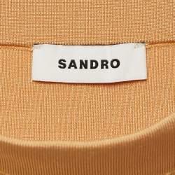 Sandro Beige/Orange Ombre Stretch Knit Fringed Midi Skirt S