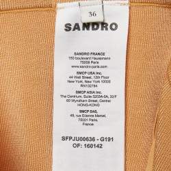 Sandro Beige/Orange Ombre Stretch Knit Fringed Midi Skirt S