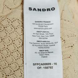 Sandro Beige Patterned Knit Button Front Cardigan XS
