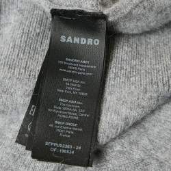 Sandro Grey Wool Double-Neck Jumper S
