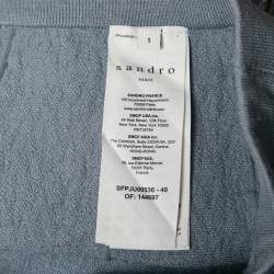 Sandro Blue Textured Stripe Stretch Knit Cardigan and Skirt Set S