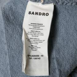 Sandro Blue Textured Stripe Stretch Knit Cardigan and Skirt Set S