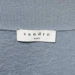 Sandro Blue Textured Stripe Stretch Knit Cardigan and Skirt Set S