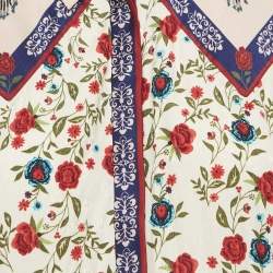 Sandro Cream Floral Print Crepe Button Front Jumpsuit L