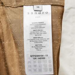 Sandro Caramel Brown Slubbed Silk Blend Tie-Up Waist Detail Shorts M
