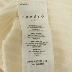 Sandro Off-White Rib Knit Cotton Blend Button Front Midi Dress M