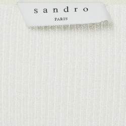 Sandro Off-White Rib Knit Cotton Blend Button Front Midi Dress M