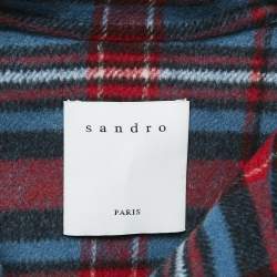 Sandro Multicolor Plaid Embellished Wool Blend Single Breasted Jacket XL