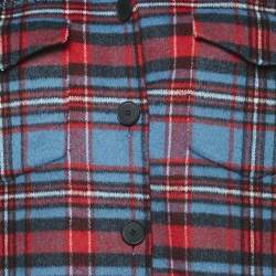 Sandro Multicolor Plaid Embellished Wool Blend Single Breasted Jacket XL
