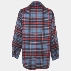 Sandro Multicolor Plaid Embellished Wool Blend Single Breasted Jacket XL