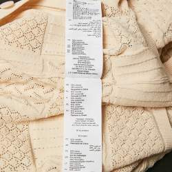 Pre Owned Sandro Beige Pointelle Knit Button Front Short Sleeve Shirt XS