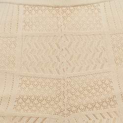 Pre Owned Sandro Cream Pointelle Knit Flared Pants L