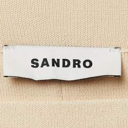 Pre Owned Sandro Cream Pointelle Knit Flared Pants L