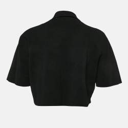 Sandro Black Pearl Button Detail Stretch Knit Crop Cardigan Top M