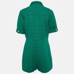 Sandro Green Tweed Zip Front Playsuit L
