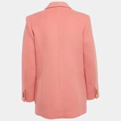 Pre Owned Sandro Pink Felt Double Breasted Pea Coat S