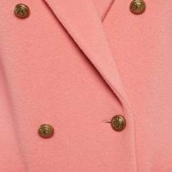 Pre Owned Sandro Pink Felt Double Breasted Pea Coat S