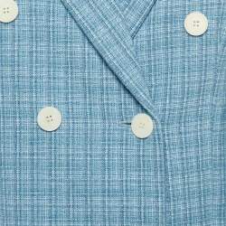 Sandro Blue Tweed Double Breasted Blazer M