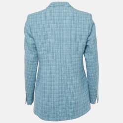 Sandro Blue Tweed Double Breasted Blazer M
