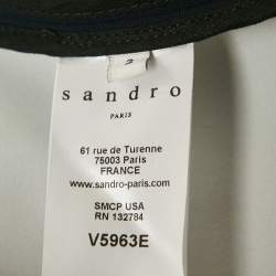 Sandro Navy Blue Crepe Zip-Up Contrast Trim Jacket L