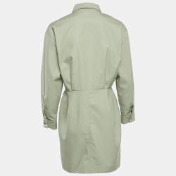 Sandro Green Gabardine Cotton Button Front Coat L