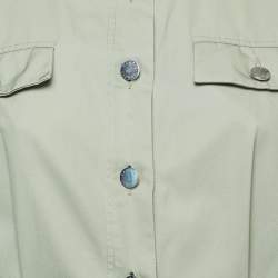 Sandro Green Gabardine Cotton Button Front Coat L