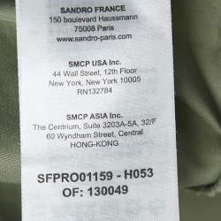 Sandro Green Gabardine Cotton Button Front Coat L