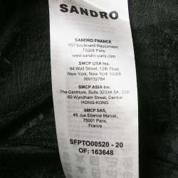 Pre Owned Sandro Black Linen Ruffled Semi Sheer Top L