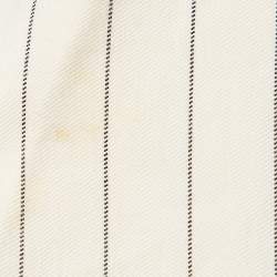 Sandro Off-White Striped Cotton Blend Double Breasted Blazer XL