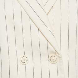 Sandro Off-White Striped Cotton Blend Double Breasted Blazer XL