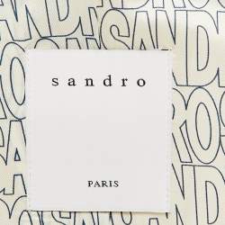 Sandro Off-White Striped Cotton Blend Double Breasted Blazer XL