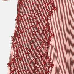 Sandro Red Stripe Cotton Lace Trimmed Top S