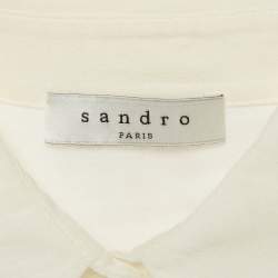 Sandro White Cotton Floral Lace Trimmed Button Front Blouse S