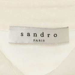 Sandro White Cotton Floral Lace Trimmed Button Front Blouse S